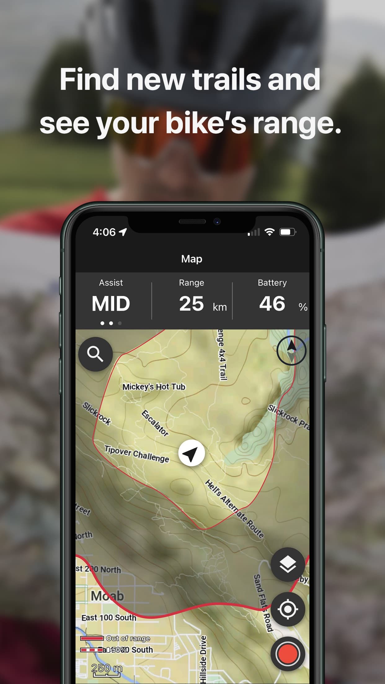 Trek Central range map with trail overlay
